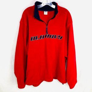 Vintage Old Navy 1/4 Zip Fleece Sweatshirt Red Spell Out 1990's  Size XXL